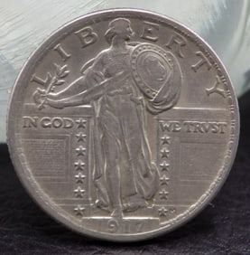Uncirculated 1917 Standing Liberty Type I silver quarter