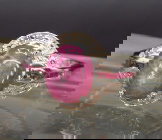 Beautiful 4 cwt cabochon sapphire, ruby and topaz sterling silver ring