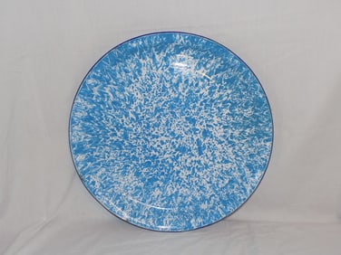 Very large blue enamel ware tray