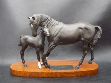 Charming vintage porcelain Black Beauty and Foal