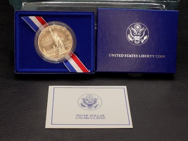 Uncirculated 1986 Liberty Silver dollar