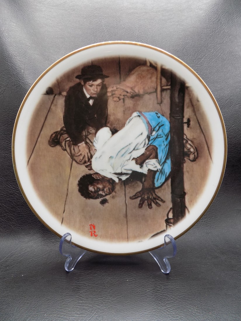 Vintage Black Americana Norman Rockwell Plate: Vintage Black Americana Norman Rockwell Plate. The Adventures of Huck Finn. 1980 Limited Edition. In very good original as found condition. 8 1/8 wide