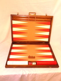 Vintage Back Gammon game in custom dovetailed wood case