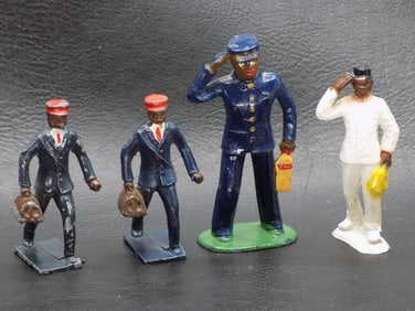 Vintage Black Americana Railroad metal figures baggage men