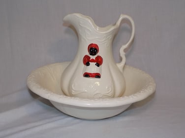 Vintage Black American Wash Bowl and Pitcher