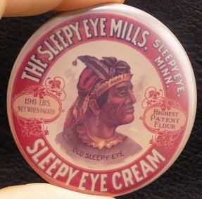 Neat antique advertising Sleepy Eye pocket mirror with Indian Chief