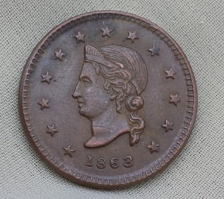 Civil War merchant token. Thomas Falvey Reapers and Mowers