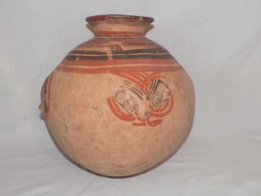 Large early hand made and painted pot