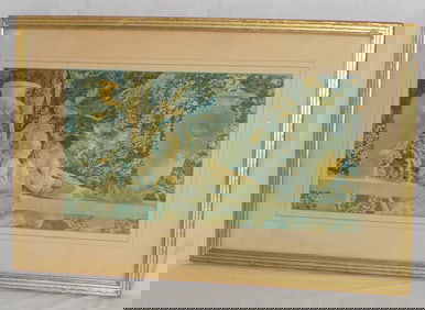 Beautiful vintage Maxfield Parrish Garden of Allah