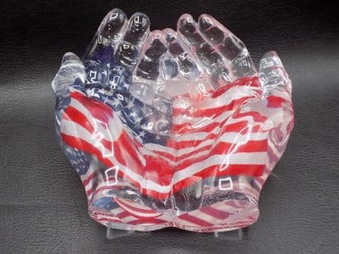 Unusual Patriotic American flag in hands