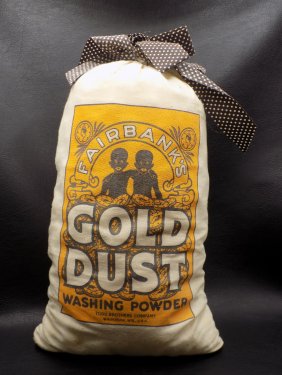 Black Americana advertising Gold Dust Washing powder bag