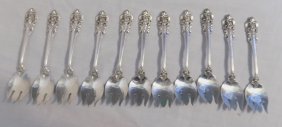 Grand Baroque Wallace sterling silver eleven ice cream dessert forks