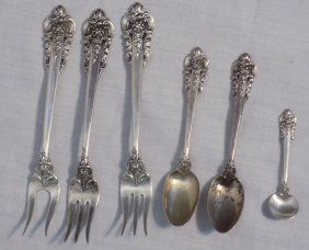 Grand Baroque Wallace sterling silver six different serving pieces