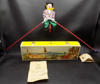 Vintage tin The Smallest Tight  Rope Walker in the World in original box
