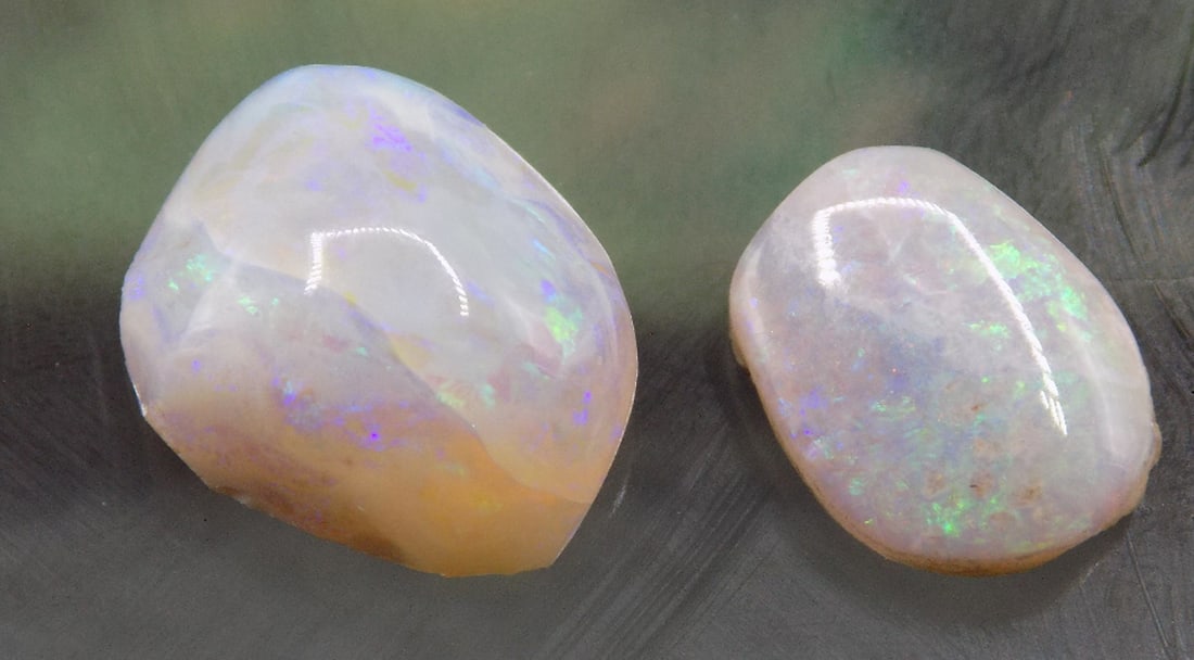 Two Approximately 5 cwt Australian fire opals: Two Approximately 5 cwt Australian fire opals