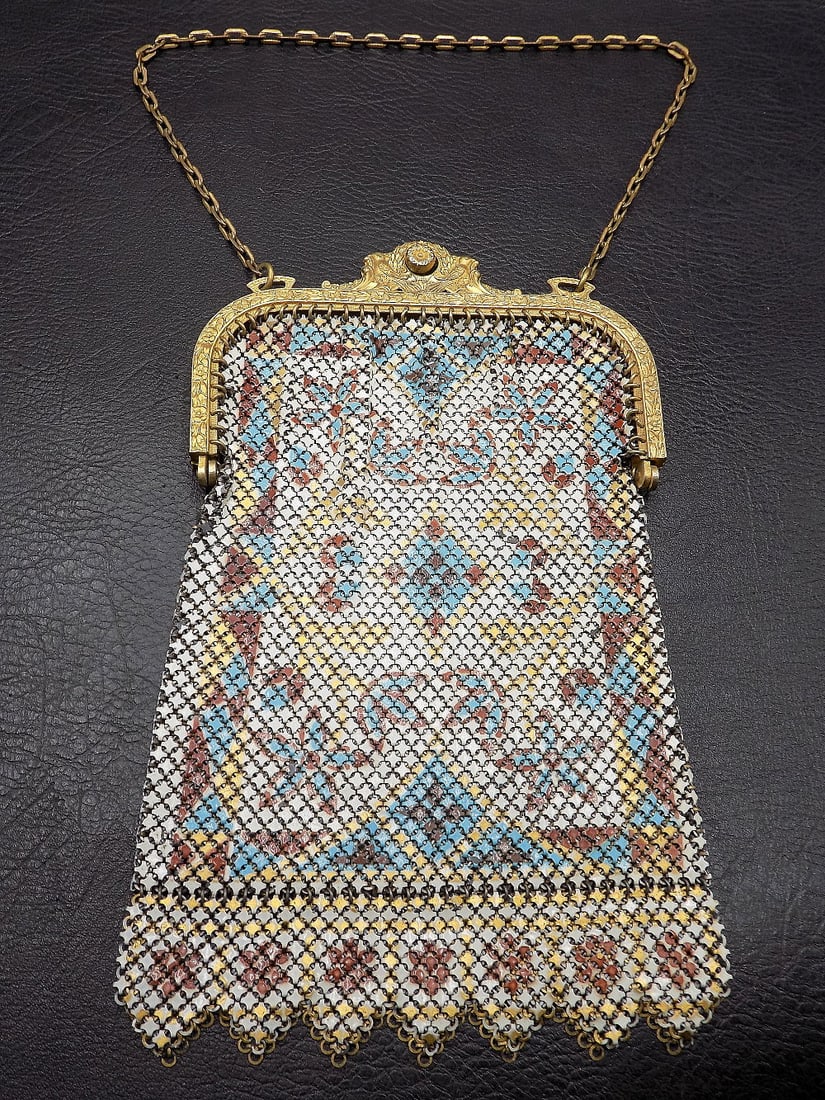 Fancy enamel decorated metal mesh Mandalian purse (1 of 8)