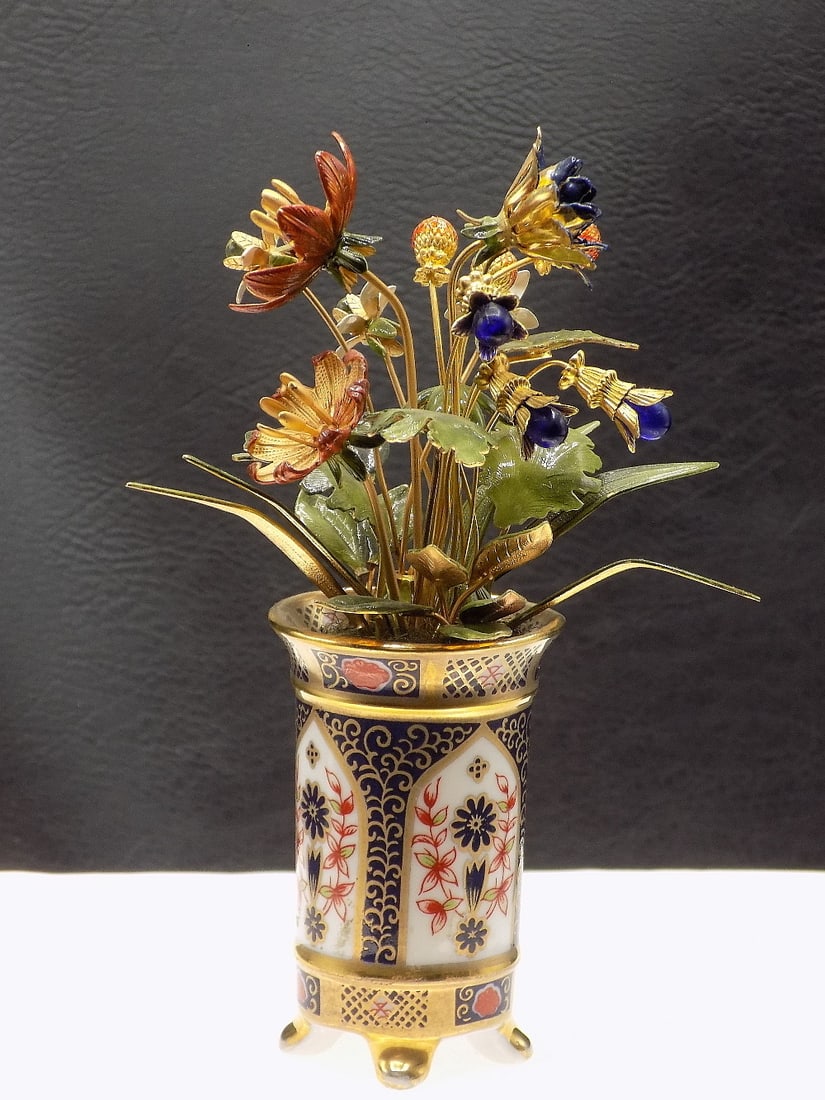 Fleurs des siecles vase with enameled jeweled flowers. (1 of 8)