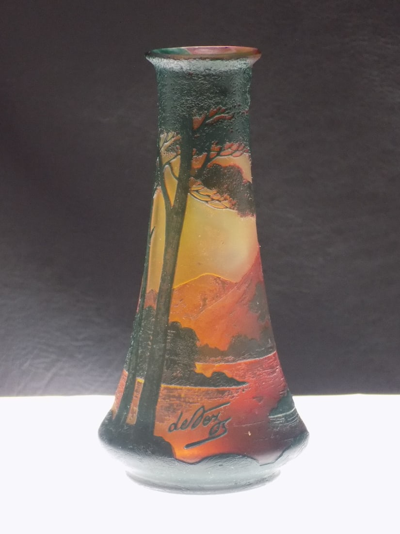 Antique DeVez cameo art glass vase (1 of 9)
