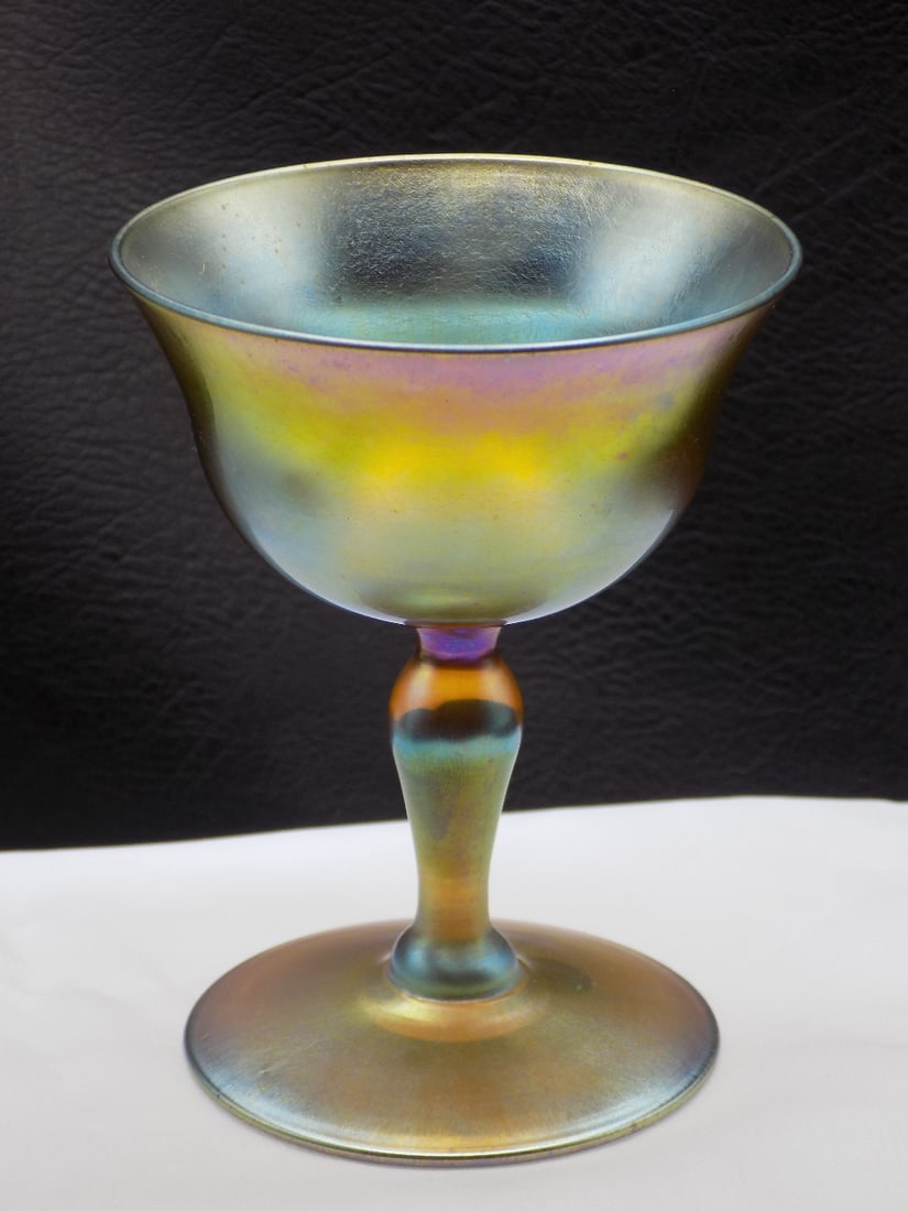 Gorgeous antique signed Tiffany Favrile art glass stemware (1 of 10)