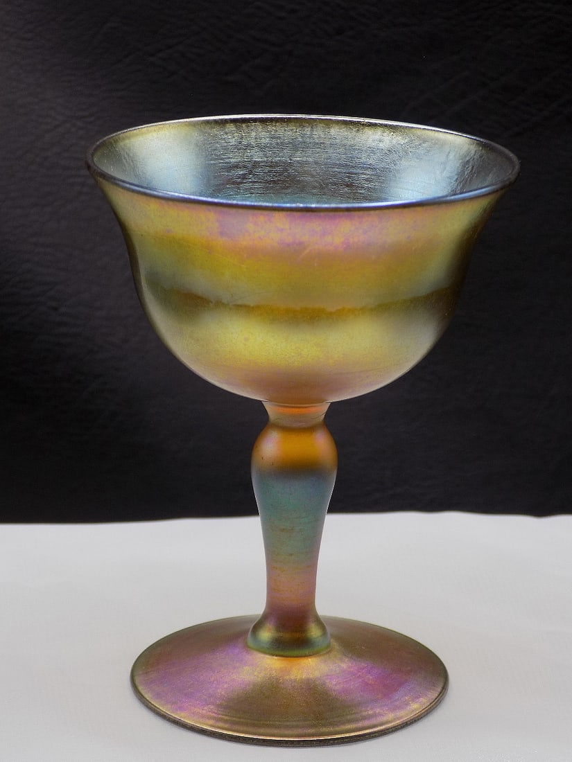 Gorgeous antique signed Tiffany Favrile art glass stemware (1 of 7)