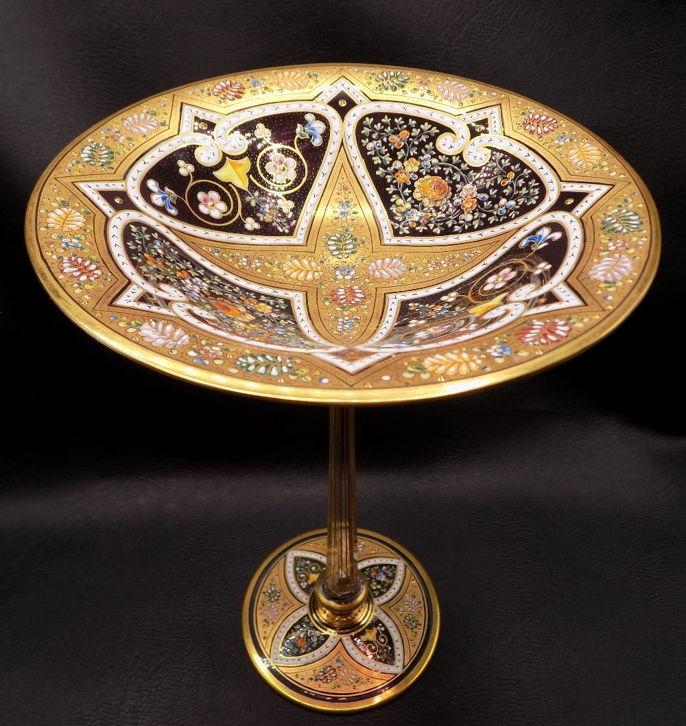 Incredible antique Moser decorated art glass compote (1 of 9)