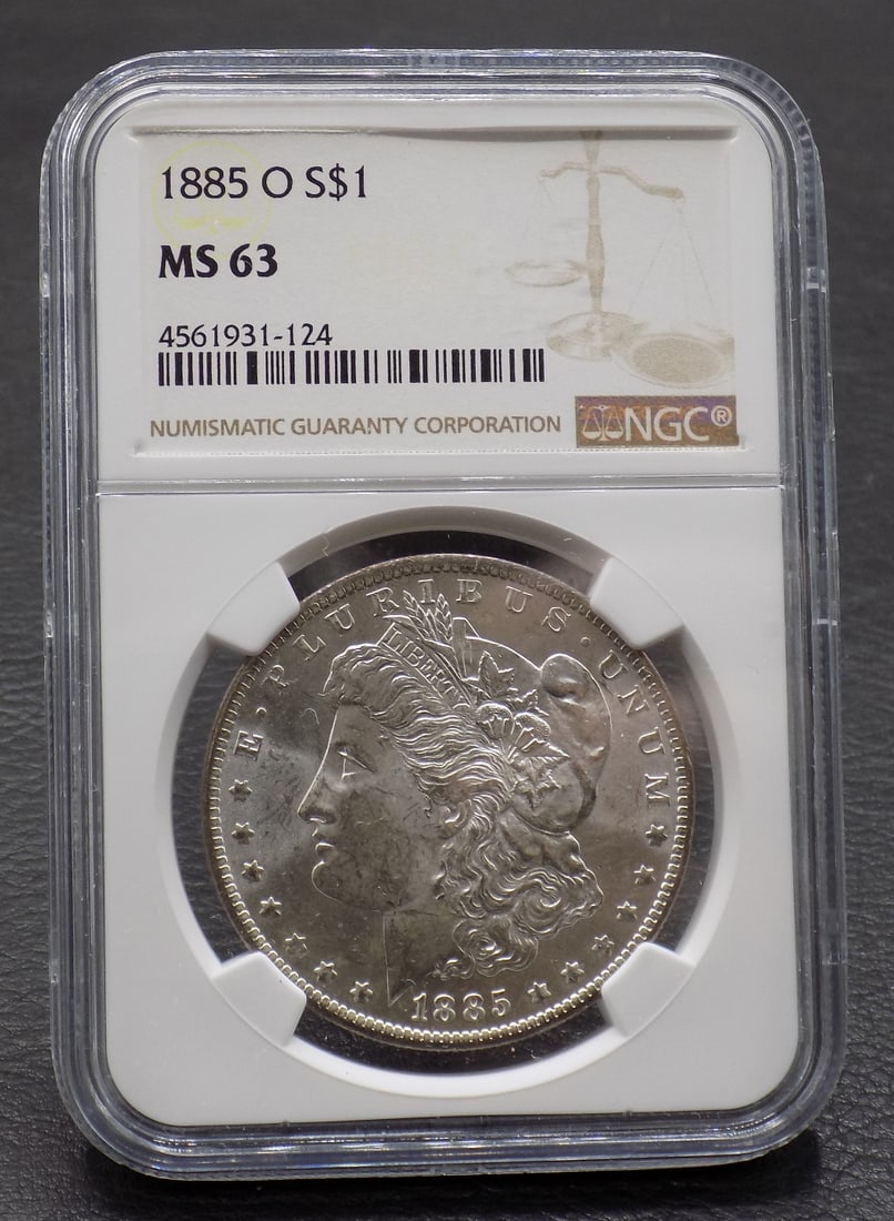 1885 O uncirculated MS63 Morgan silver dollar.  NGC graded (1 of 4)