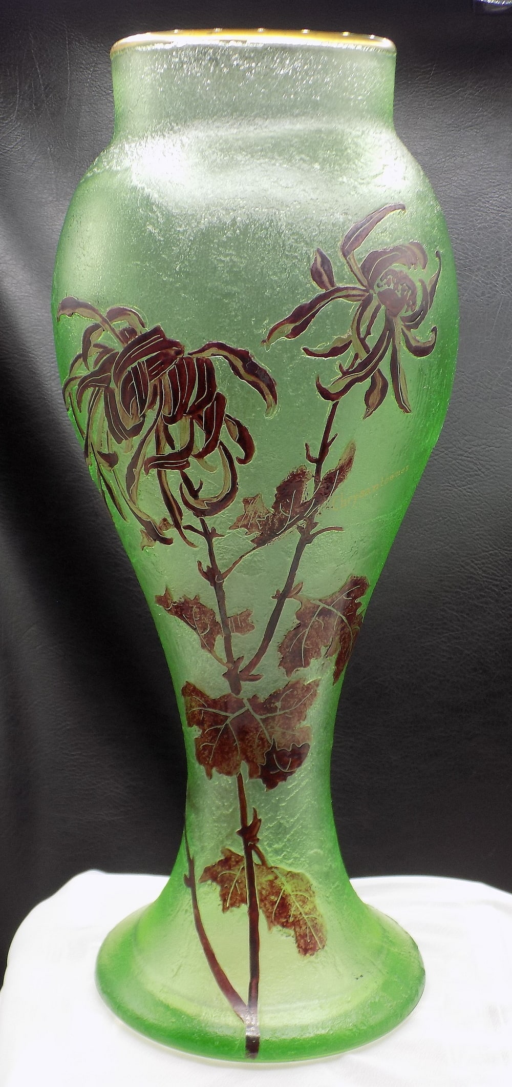 Large antique signed Mount Joy cameo cut art glass vase (1 of 8)