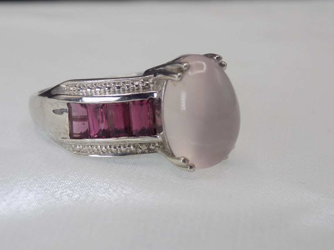 Beautiful moonstone and amethyst sterling silver ring (1 of 6)