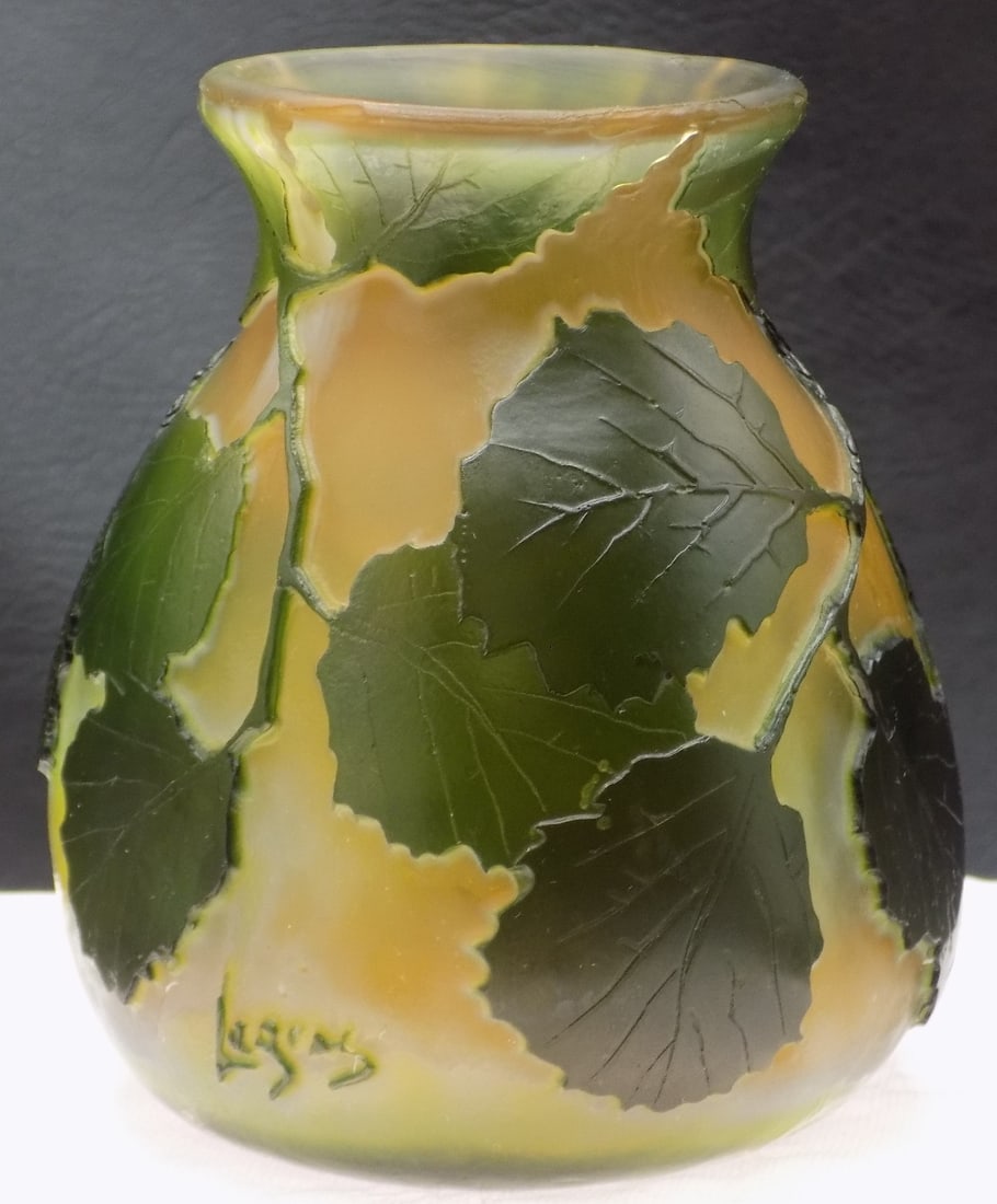 Antique signed LeGras cameo art glass vase (1 of 7)