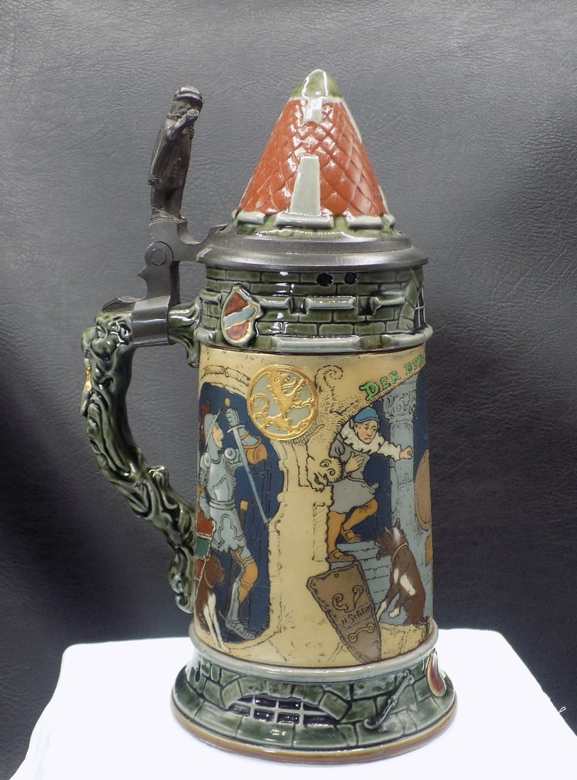 Fabulous 1899 Mettlach etched stein (1 of 16)