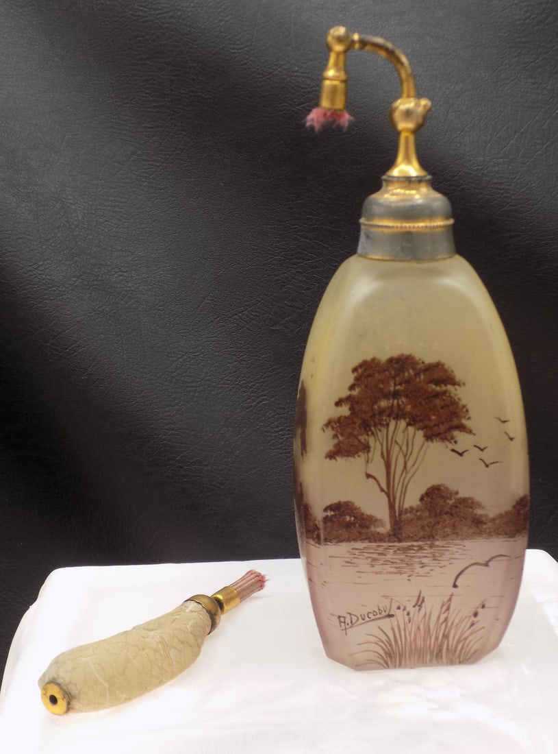Antique artist signed hand decorated perfume bottle (1 of 9)