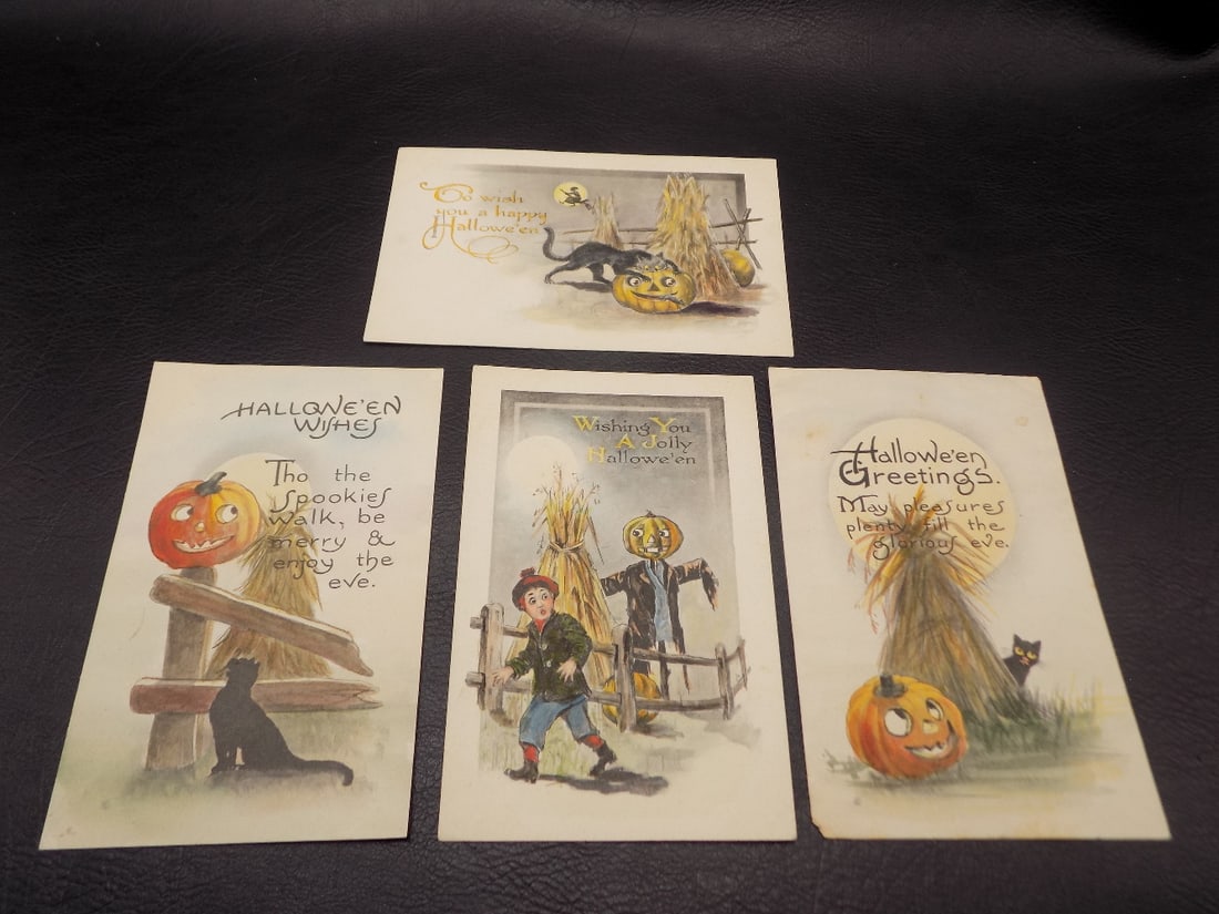 Four neat antique Halloween postcards. (1 of 10)