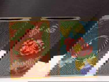 Two very nice vintage Oriental cloisonne match box holders