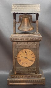 Unusual antique wishing well bell ringing clock.
