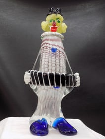 Exceptional large vintage Murano art glass clown with original label