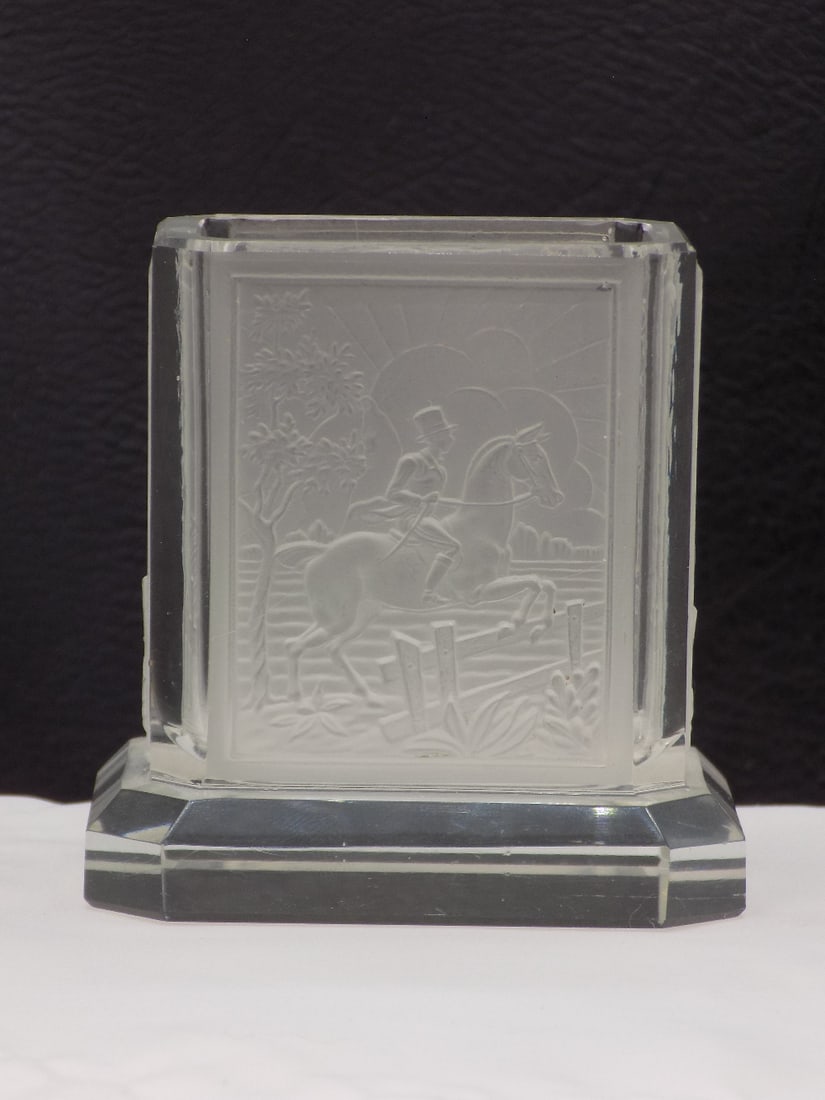 Neat antique toothpick holder with horses and riders. (1 of 8)