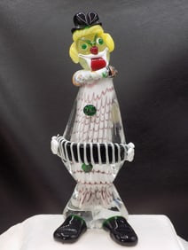 Exceptional large vintage Murano art glass clown with original label