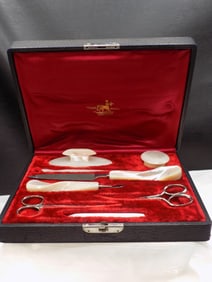 Very nice antique mother of pearl manicure in original box