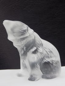 Handsome signed Lalique art glass bear in original box