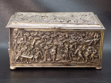 Magnificent antique ornate figural hinged box.