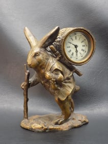 Fabulous antique bronze rabbit clock