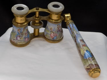 Outstanding decorated antique French opera glasses