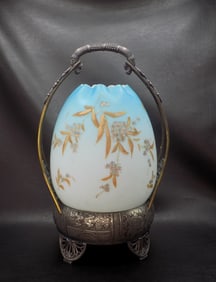 Exceptional antique hand painted egg shaped brides bowl.
