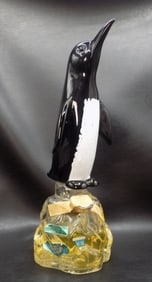 Fabulous large vintage Murano Seguso art glass penguin whiskey bottle