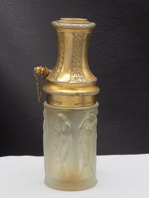 Fabulous antique R. Lalique art glass perfume bottle with nude female figures