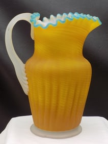 Vibrant antique art glass pitcher