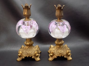 Beautiful pair of midcentury Venetian Murano art glass lamps