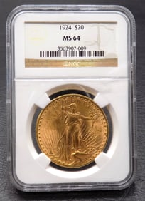 1924 Uncirculated Graded MS64 by NGC twenty dollar gold coin