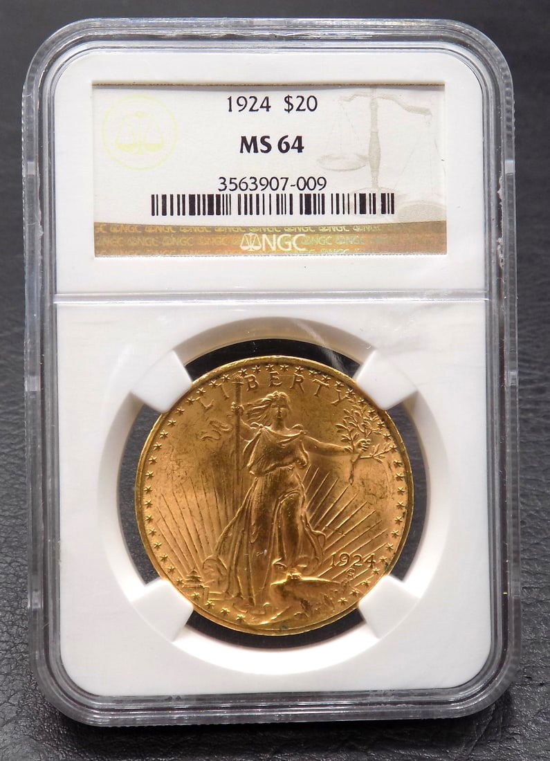 1924 Uncirculated Graded MS64 by NGC twenty dollar gold coin (1 of 4)