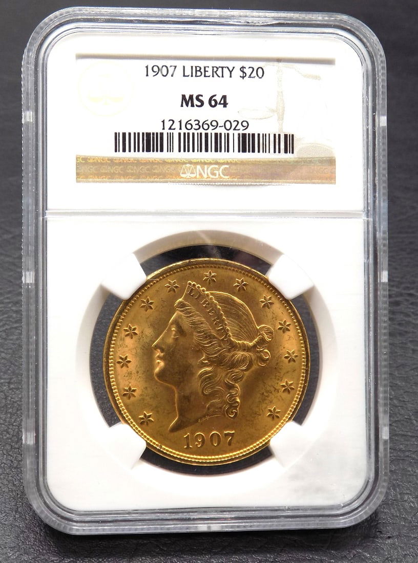 1907 Uncirculated Graded MS64 by NGC twenty dollar gold coin (1 of 4)
